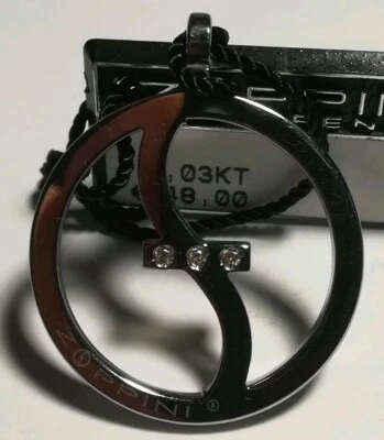 PENDENTE ZOPPINI LOGO  Acciaio inossidabile con tre DIAMANTINI NUOVO U1058.0072 - Immagine 1 di 4