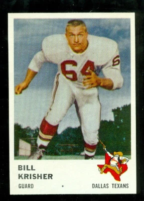 1961 FLEER FOOTBALL # 205 BILL KRISHER DALLAS TEXAS MINT PERFECT CENTERED - Image 1 of 2