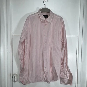 Aquascutum London Shirt Pink White Stripe Long Sleeve Double Cuff 17” 43cm - Picture 1 of 7