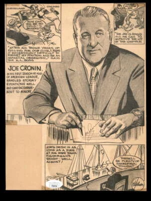 Joe Cronin Red Schoendienst JSA Signed 8x10 Photo 1960`s Cartoon Page Autograph - Image 1 of 3