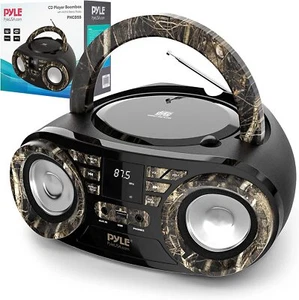 PyleHome PHCD55 CD Player Bluetooth Boombox Speaker (Army) - Picture 1 of 9