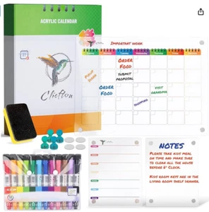 3 Stück Klar Magnetisch Acryl Kalender für Kühlschrank | 12 Farben Trocken Abwischbare Marker - Bild 1 von 3