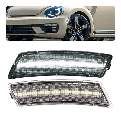 2PCS Front White Side Marker Lights For Volkswagen Beetle 2012-19 Tiguan 2018-23 - Image 1 of 4