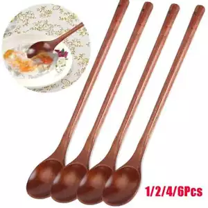 2/4/6pcs Wooden Cooking Spoons 13" for Mixing, Baking, Serving Kitchen Utensils - Picture 1 of 12