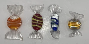 Set Of 4 Vintage Murano? Hand Blown Glass Wrapped Candy Pieces 2.25” Colorful - Picture 1 of 9