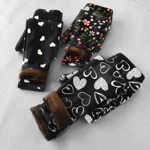 Girls Fleece Graphic Leggings Floral and Heart Designs Size 2-11Y - Picture 1 of 24