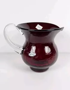 Blenko Glass 2005 Ruby Crackle Pitcher - Picture 1 of 11