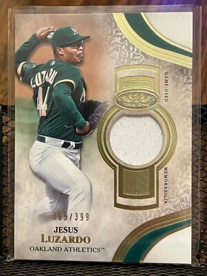 JESUS LUZARDO 2021 TOPPS TIER ONE OAKLAND A's GAME WORN JERSEY PATCH RELIC /399! - Image 1 of 2