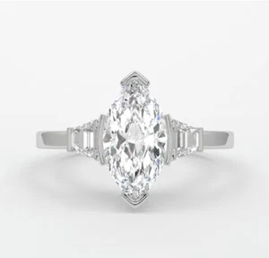 950 Platinum 1.25 Ct GIA IGI Lab Grown Marquise Diamond Engagement Ring Size 6 7 - Picture 1 of 11