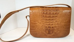 Bolso de Mano Croco Cartera de Hombro Estilo Hecho en ITALIA De Colección Calbert Cocco Bidente - Imagen 1 de 22