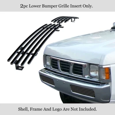 Fits 1995-1997 Nissan Hardbody Pickup Lower Bumper Stainless Black Billet Grille Foto 1 de 4