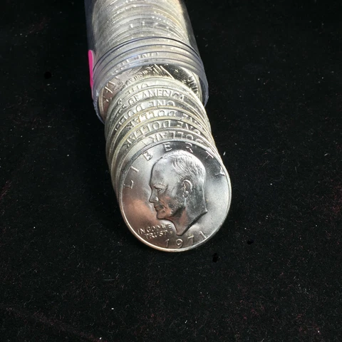 1971-S 40% Silver Eisenhower Ike Dollars Business Strike 20 Coin Roll Cover