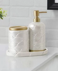 New in Box Lavender and Sage 3-Pc. Bathroom Counter Accessory Set - Picture 1 of 8