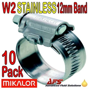 Paquete de 10 - Abrazadera de accionamiento helicoidal Mikalor W2 de acero inoxidable para manguera de radiador Reino Unido - Imagen 1 de 56