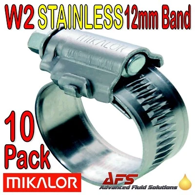 10 Pack - Mikalor W2 Stainless Steel Radiator Hose Pipe Clip Worm Drive Clamp UK