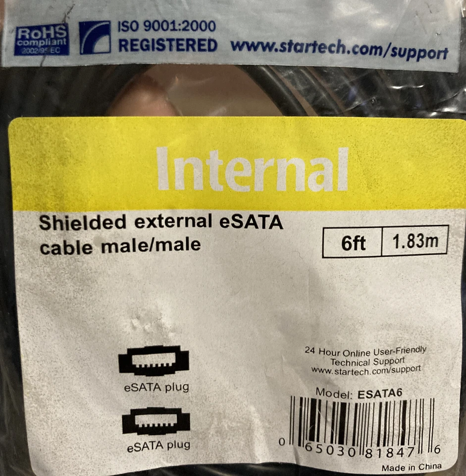 NEW - StarTech ESATA6 eSATA to eSATA Cable  - 6ft - Image 1 of 1