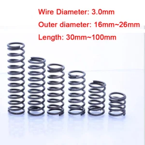 Wire Dia. 3mm Black Compression Spring Spring Steel Length 30/35/40/45/50~100mm - Picture 1 of 8