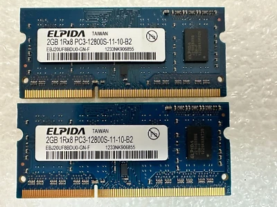 4GB (2x4GB) PC3-12800s DDR3-1600MHz 1Rx8 Non-ECC Elpida EBJ20UF8BDU0-GN-F - Image 1 of 2