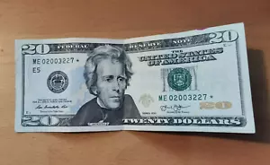 2013 $20 Dollar Bill Off center low seriaFederal Reserve Note Error ME 02003227* - Picture 1 of 2