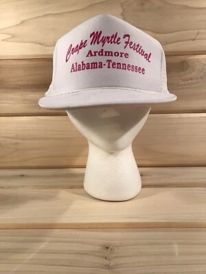Crape Myrtle Festival Vintage Hat Ardmore AL/TN Adjustable Snap Rope Trucker Wht - Image 1 of 4