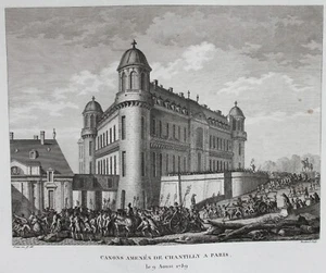 Eau forte CANONS AMENES DE CHANTILLY A PARIS Prieur Berthault - Bild 1 von 3