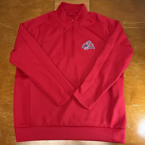 Columbus Blue Jackets Sweater Mens XL Red 1/4 Zip Pullover NHL Antigua Cover