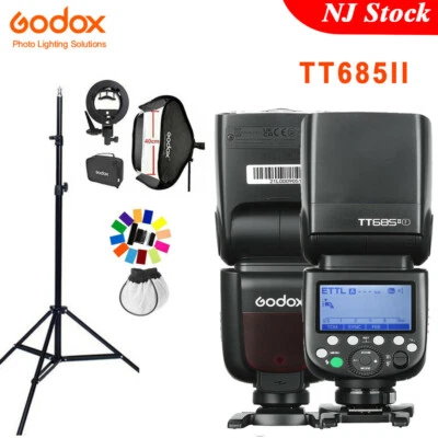 US Godox TT685II-F 2.4G TTL HSS Flash Speedlite+40*40cm Softbox Stand For Fuji - Image 1 of 4