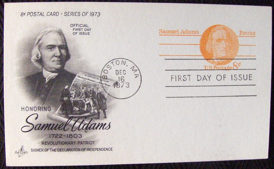 US FDC SAMUEL ADAMS 1973. - Image 1 of 1