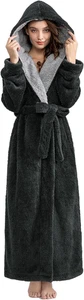 Damen Bademantel Lang Flausch Plüsch Fleece Gürtel Hausmantel Weihnachten - Bild 1 von 18