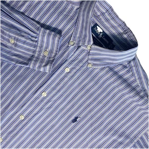 Ralph Lauren Blake Casual Button Down Hemd Herren L Blau Streifen Langarm Pony - Bild 1 von 13