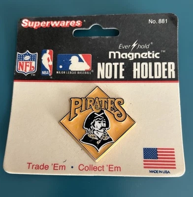 RARE Vintage NOS Pittsburgh Pirates Rubber Fridge Magnet On Card MLB Logo Card - Image 1 of 4