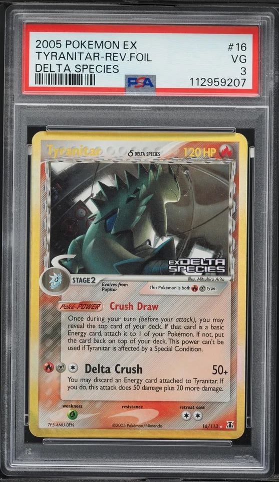 2005 POKEMON EX DELTA SPECIES #16 TYRANITAR-REVERSE FOIL PSA 3 - Image 1 of 2