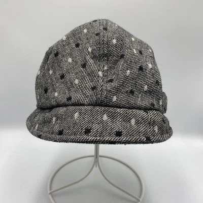 Women's Cabbie Newsboy Buckle Polkadot Cap Hat Gray - Image 1 of 4