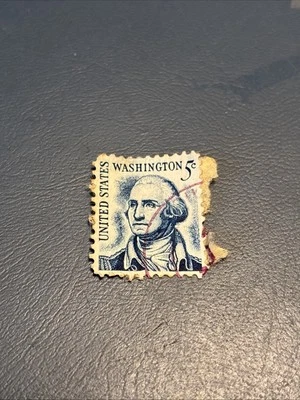 1967 Geo. Washington, “Rare” United States Postage, 5 Cents Stamp, Blue USED - Image 1 of 3