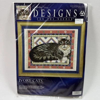 Ivory Cats "Gemma on a Dhurrie" Vintage Cross Stitch Kit New #5603 - Image 1 of 4