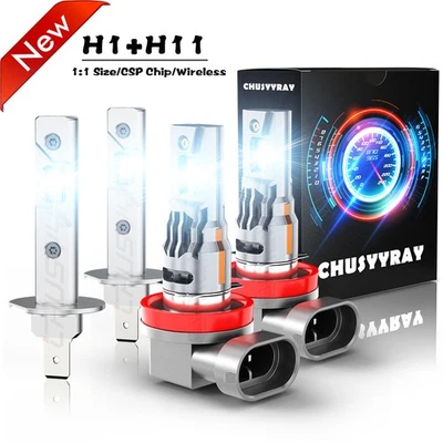 For Kia Forte5 2013-2016 LED Headlight Bulbs H1+H11 High Low Beam Combo Kit 4X - Image 1 of 4