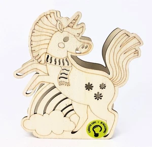 Unicorn Night Light Paint Your Own Wood Figurine Battery Operated Laser Cut - Picture 1 of 5
