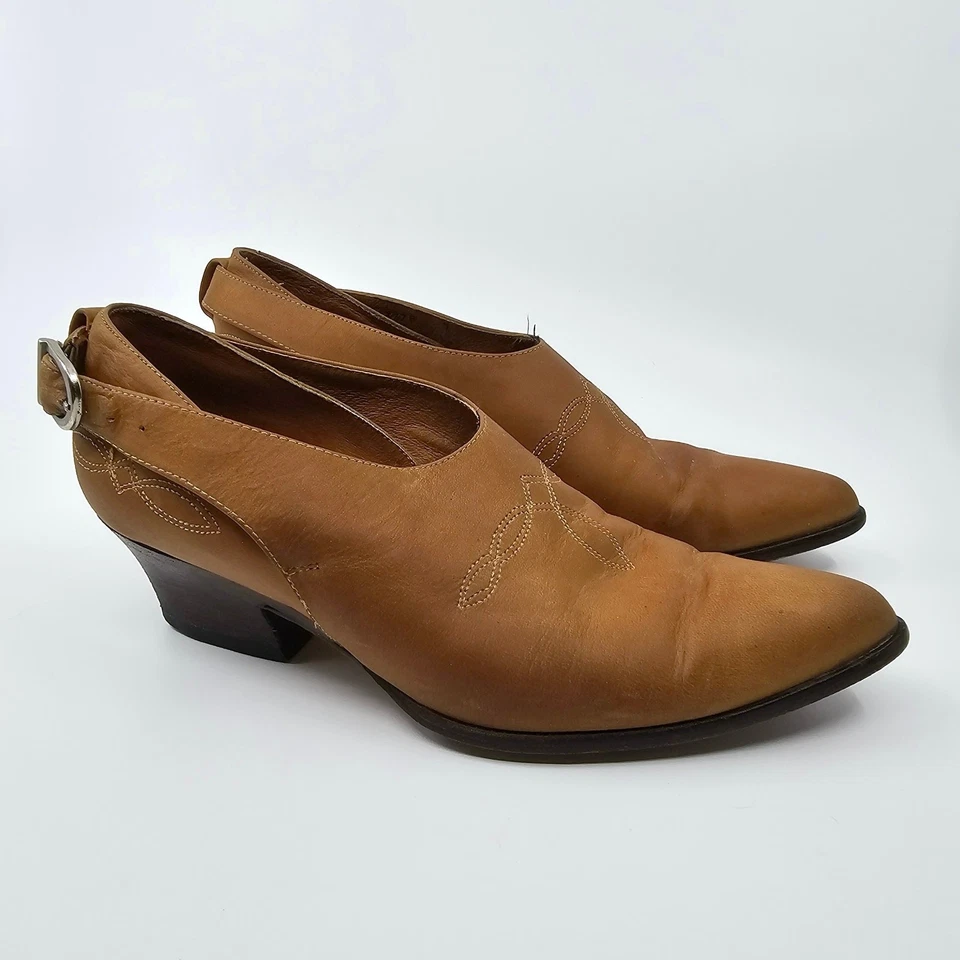 Zapatos de Colección Años 90 GUESS BY GEORGES MARCIANO Punta Cuero Marrón WMNS TALLA 7.5 Foto 1 de 4