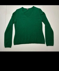 Ann Taylor Top Womens Size M Green Long Sleeve T-Shirt 100% Cashmere - Picture 1 of 7