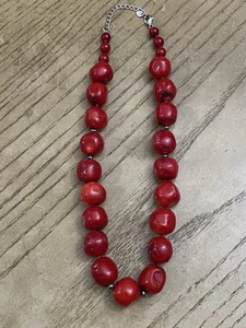 Collana designer firmata LUC Lucas Lameth corallo rosso e argento sterling 925 20" - Foto 1 di 3