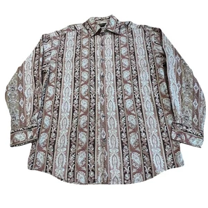 De colección Para Hombre Extra Grande Paisley Abotonada Manga Larga Años 70 Hecho en EE. UU. - Imagen 1 de 8