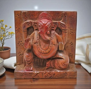 Antique Wooden God Ganesha Idol Figurine Original Old Fine Hand Carved - Picture 1 of 6