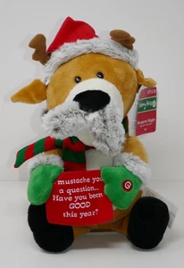 Gemmy Reindeer Mustache Wiggler Musical Animated Plush NWT WORKS - Picture 1 of 6