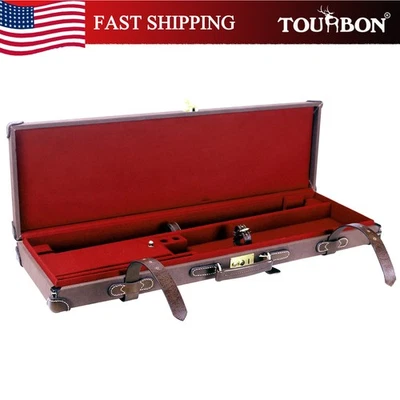 TOURBON Gun Case Shotgun Hard Box Canvas & Leather Storage Safe Lock Vintage - Image 1 of 4