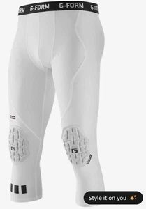 G-Form Pro Football 3/4 Padded Compression Pants Mens XS Waist 22-26" White - Picture 1 of 8