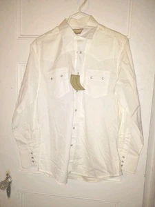 Wrangler Western Fashion Shirt Mens M White Snap Long Sleeve - Picture 1 of 9