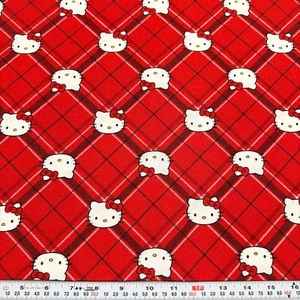 Hello Kitty Diamond Plaid 2014 Sanrio Springs Creative Cotton by the HALF YARD - Picture 1 of 2