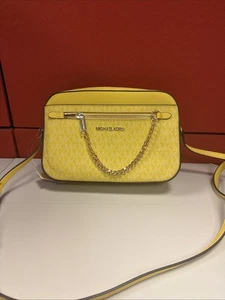 MICHAEL KORS JET SET ITEM CHAIN CROSSBODY BAG + WALLET SET MK DAISY YELLOW - Picture 1 of 6
