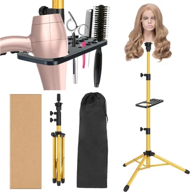 ZQIAN BEAUTY Wig Stand Tripod 50 Inch Metal Wig Mannequin Head Tripod Stand for Hairdressing