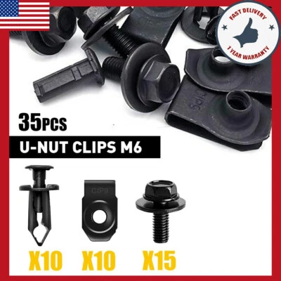 Pernos de carrocería y tuerca en U para Nissan - Clips motor M6 debajo de la cubierta protector contra salpicaduras 35 piezas EE. UU. Foto 1 de 4